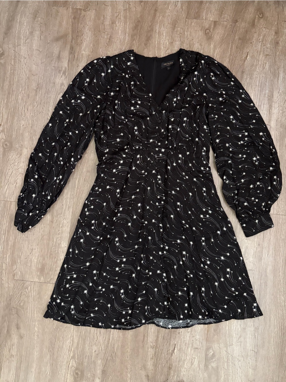 Ted Baker London Gemmi Celestial Star Print Balloon Sleeve Dress Sz 2/US 6